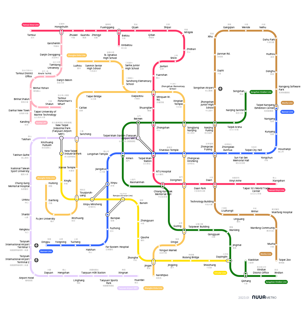 Taipei subway map - NUUA METRO